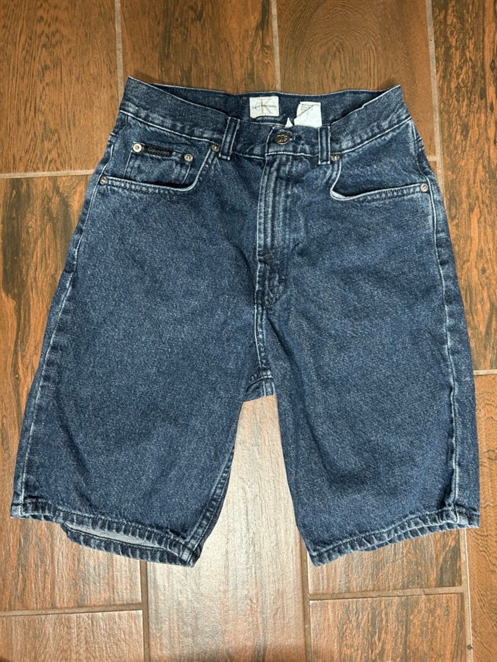 Calvin Klein Blue Stone Wash Dark Denim Long Shorts